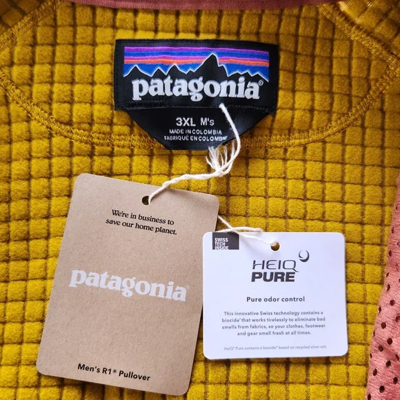 NWT Patagonia "R1 Fleece Pullover" 1/4 Zip Jacket Cosmic Gold | Men's Size 3XL - Picture 6 of 10